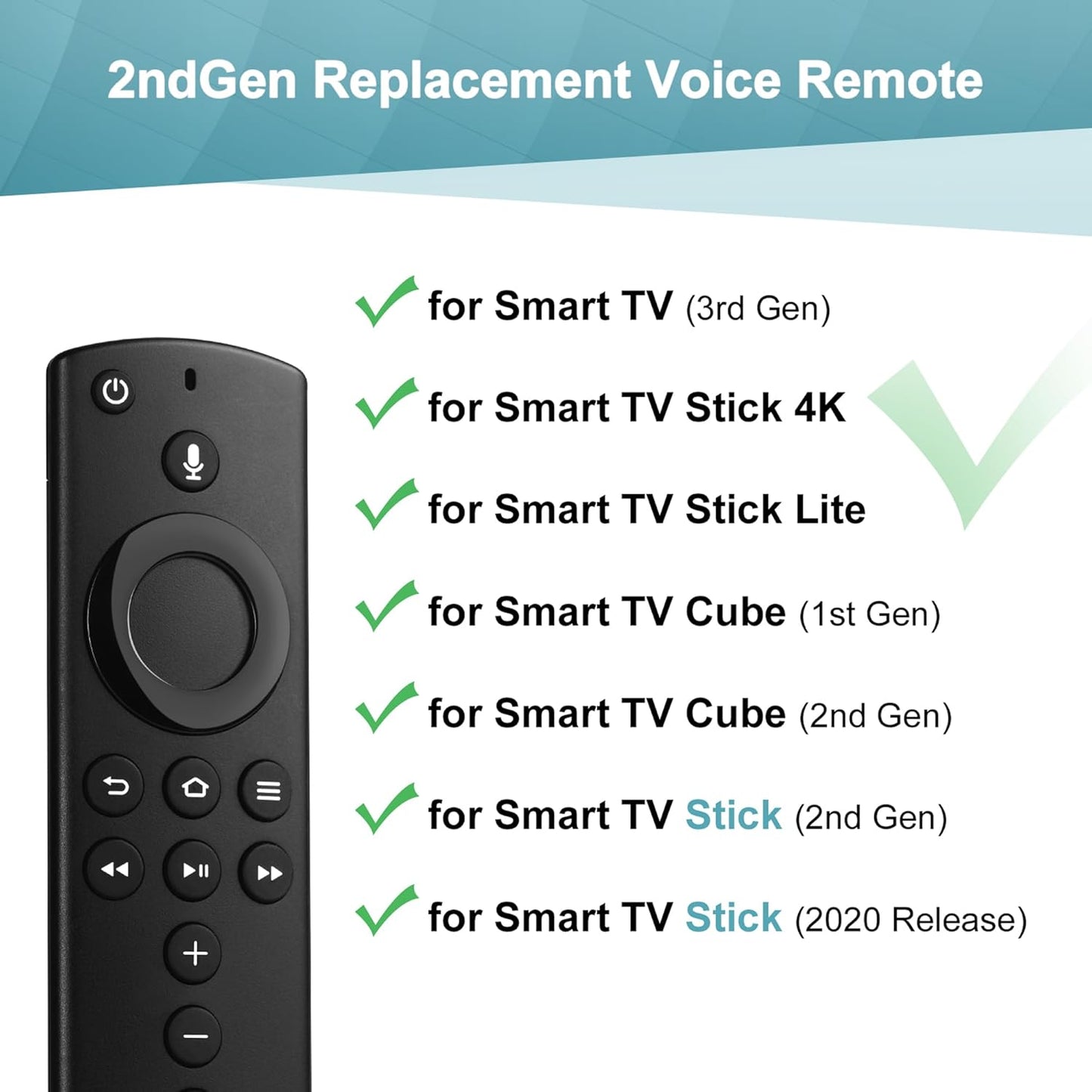 Voice Remote Replacement for TV Stick 4K,TVs Stick(2nd Gen,Lite),TV Cube(1st/2nd Gen),Smart TV(3rd Gen),Not for Insignia-Toshiba-Pioneer-Smart-TV Black  Black