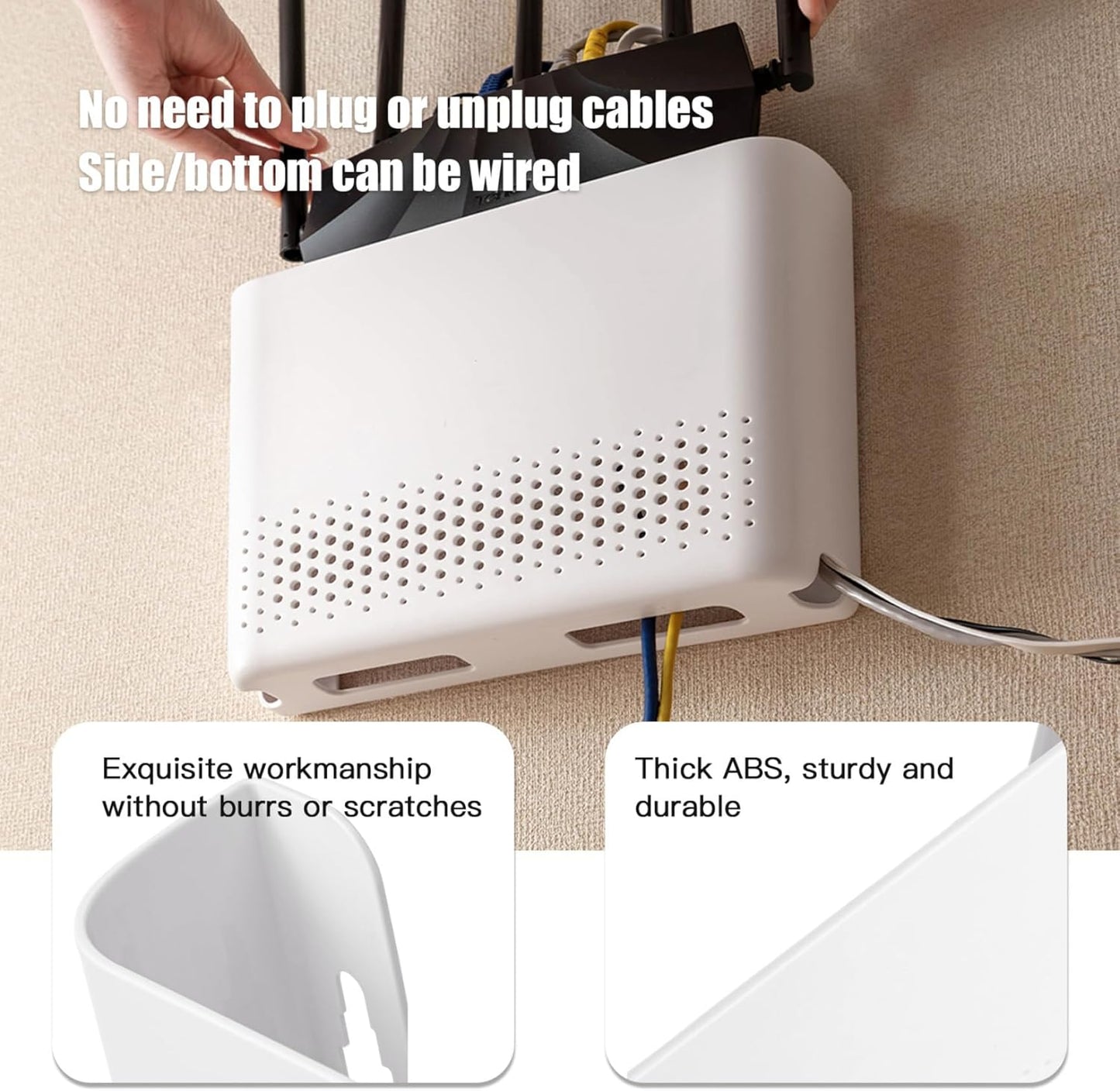 WiFi Router Storage Box 10x7x2 Inch Router Hider Wall Mounted WiFi Box Hider ABS Easy Installation WiFi Storage Box for Living Room Decoration