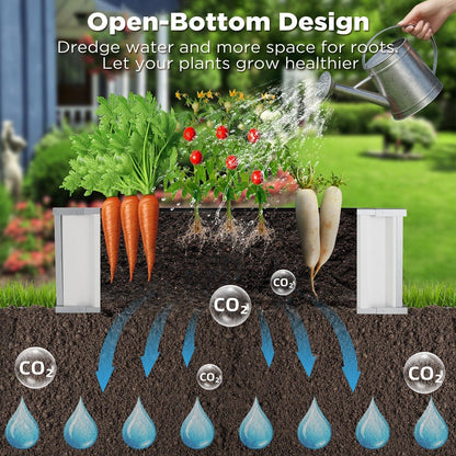 Galvanised Steel Raised Garden Rectangle Bed 160x80x42cm No-Screw Oval