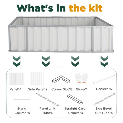 Galvanised Steel Raised Garden Rectangle Bed 160x80x42cm No-Screw Oval