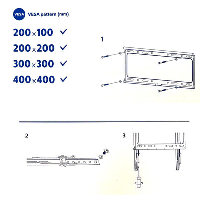 Philips Tilt TV Monitor Wall Mount Bracket for 32 40 55 65 70 75 Inch Universal SQM7442