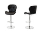 2 Comfortable Bar Stools (Black) w/ Adjustable Height, 90-112cm