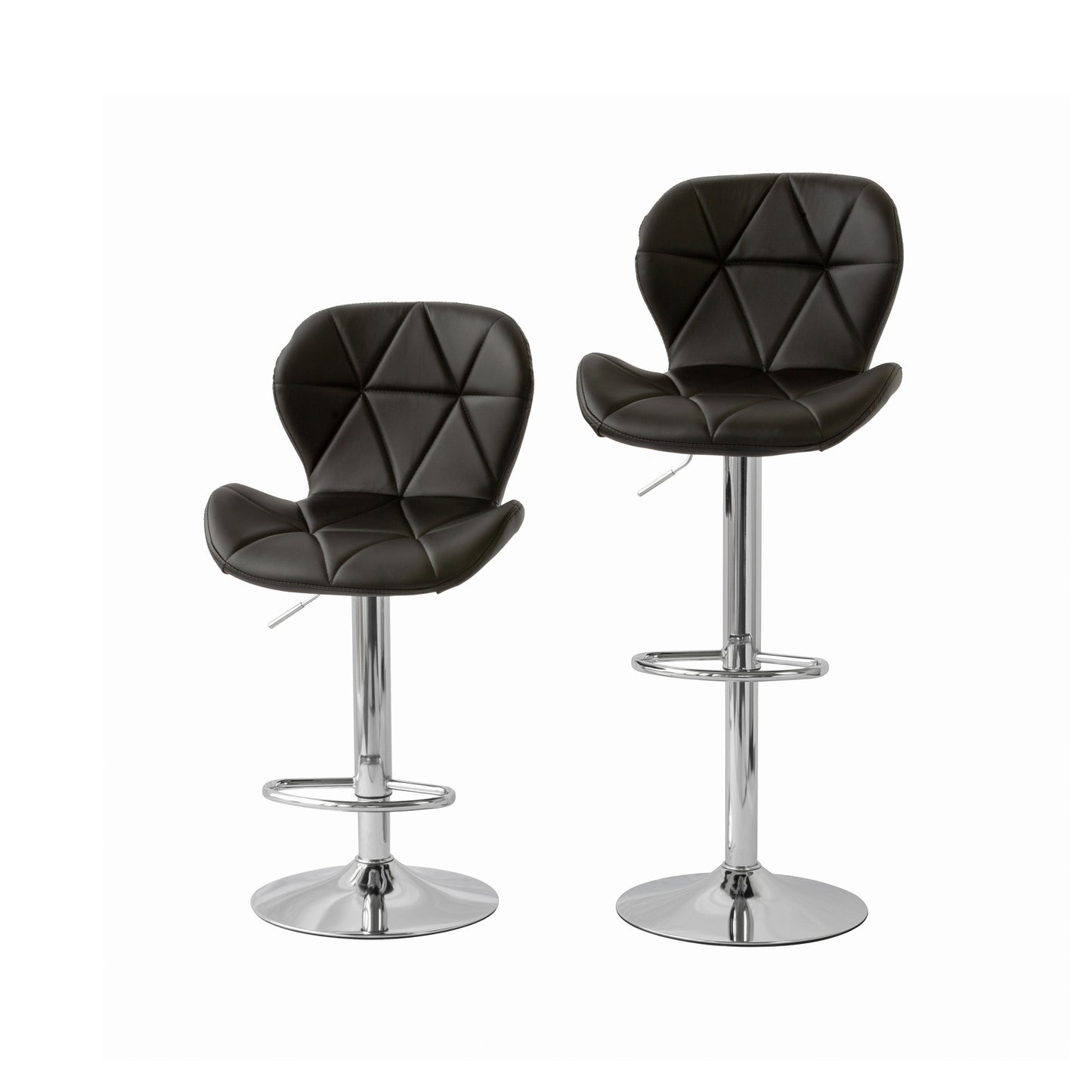2 Comfortable Bar Stools (Black) w/ Adjustable Height, 90-112cm