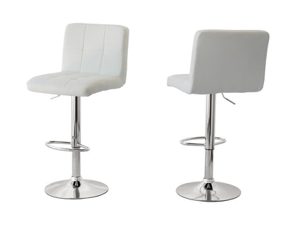 2 Tall Back Paddled Leather Barstools (White), 90-110cm