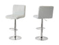 2 Tall Back Paddled Leather Barstools (White), 90-110cm