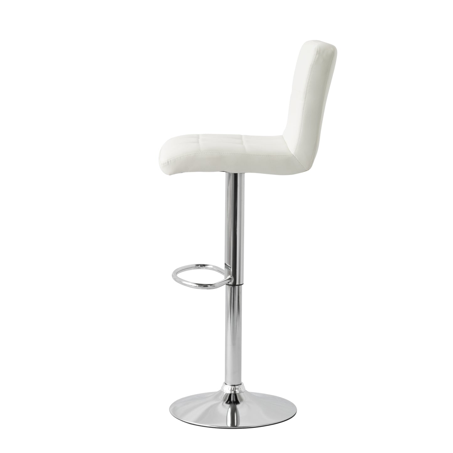 2 Tall Back Paddled Leather Barstools (White), 90-110cm