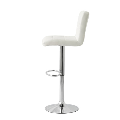 2 Tall Back Paddled Leather Barstools (White), 90-110cm