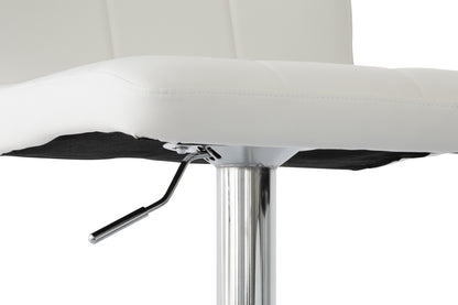 2 Tall Back Paddled Leather Barstools (White), 90-110cm