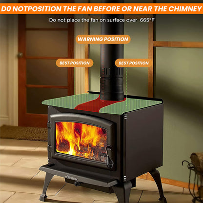 12 Blade Fan Heat Self-Powered Wood Stove Top Burner Fireplace Silent Eco Heater