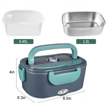 2 in1 Home Car Electric Lunch Box Stainless Steel Food Heating Bento Box AU Plug