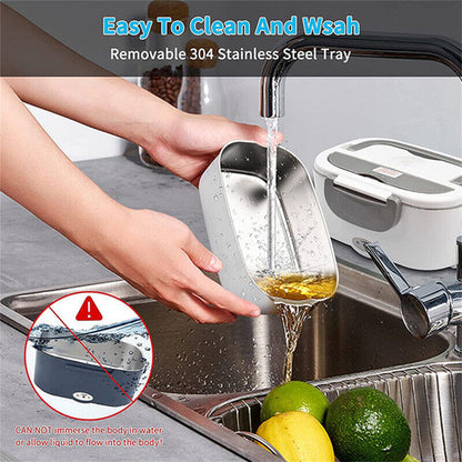 2 in1 Home Car Electric Lunch Box Stainless Steel Food Heating Bento Box AU Plug