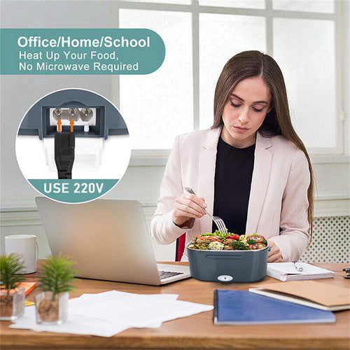 2 in1 Home Car Electric Lunch Box Stainless Steel Food Heating Bento Box AU Plug