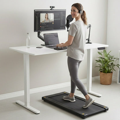 FORTIA Sit To Stand Standing Desk, 120x60cm, 72-118cm Electric Height Adjustable, White