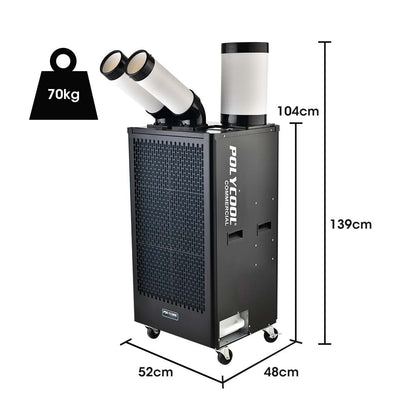 POLYCOOL 4.5kW Portable Industrial Spot Cooler, with Twin Cooling Ducts, 15A Plug