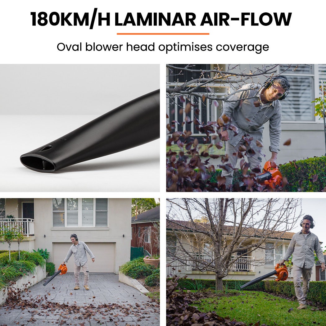 MTM Petrol Leaf Blower 26CC 2-Stroke Petrol Hand Garden Yard Outdoor Two