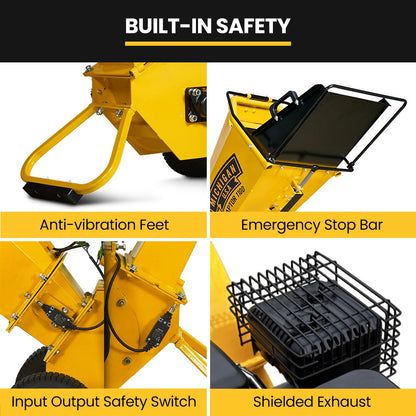 MICHIGAN 7HP 212cc Petrol Wood Chipper, Tree Mulcher - Raptor 1100
