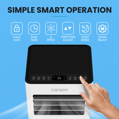 CARSON 2.05kW Portable Air Conditioner, with Fan & Dehumidifier Mode, Remote Control, 24hr Timer, Sleep Mode