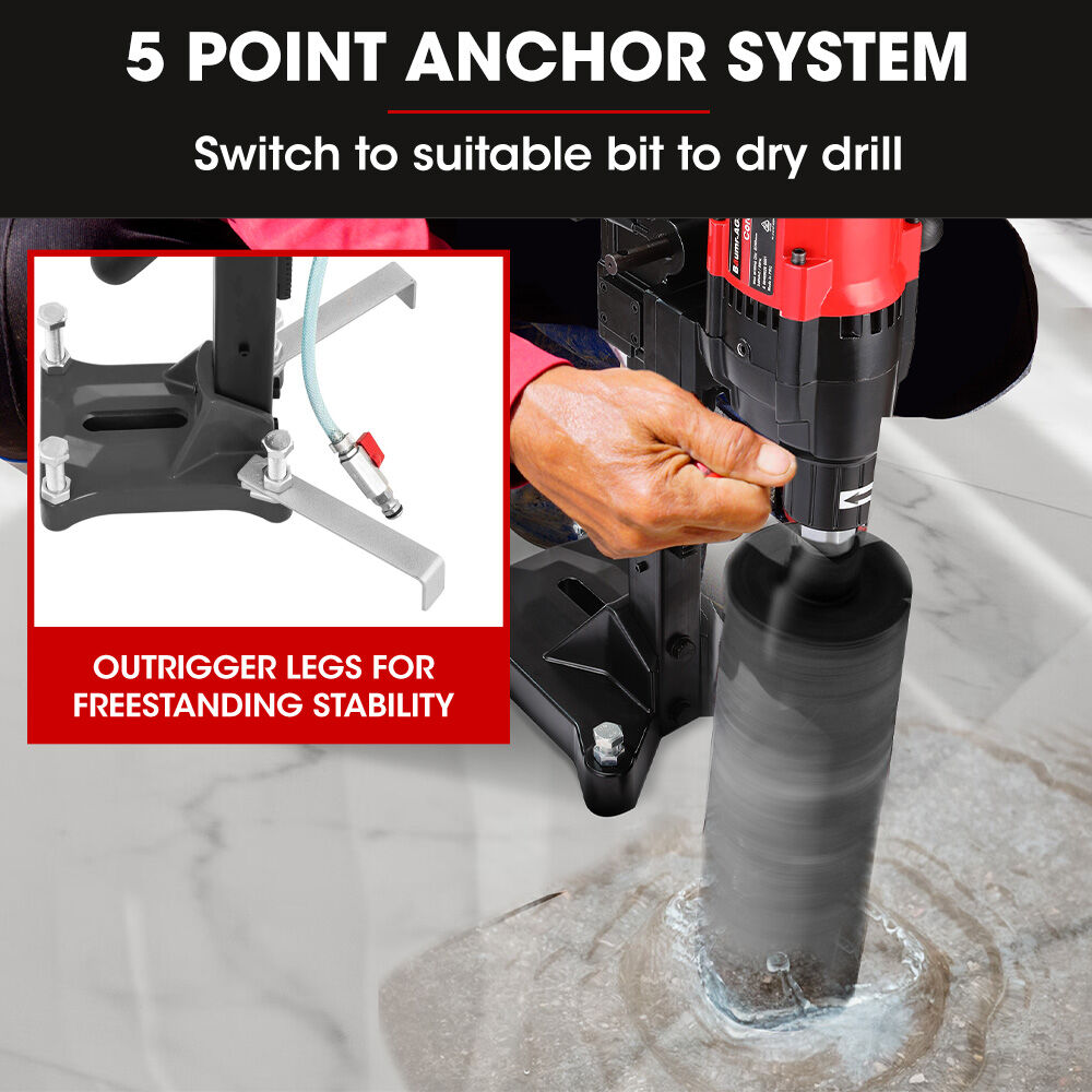 BAUMR-AG 3200W 280mm Wet/Dry Core Drill w/ Wheeled Stand & 127mm Bit Combo, for Concrete Coring Hole Drilling
