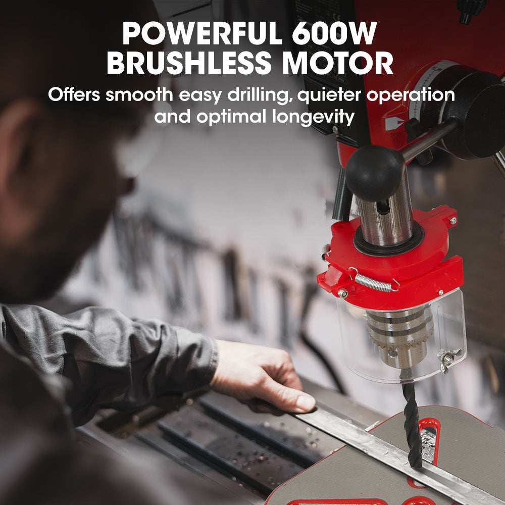 Baumr-AG 600W 12" Pedestal Bench Drill Press, 12 Speeds, 16mm Chuck (DP17)