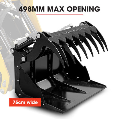 BAUMR-AG Grapple Bucket Accessory for BSR5000 Mini Loader Skid Steer, Quick Connect, Dual Hydraulic Cylinders