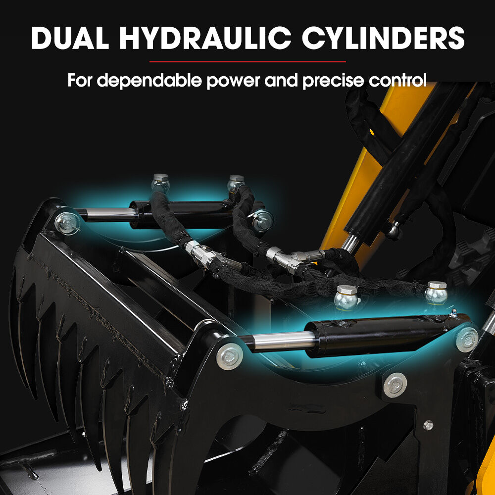 BAUMR-AG Grapple Bucket Accessory for BSR5000 Mini Loader Skid Steer, Quick Connect, Dual Hydraulic Cylinders