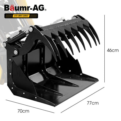 BAUMR-AG Grapple Bucket Accessory for BSR5000 Mini Loader Skid Steer, Quick Connect, Dual Hydraulic Cylinders