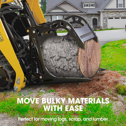 BAUMR-AG Stump Bucket Grapple Fork Accessory for BSR5000 Mini Loader Skid Steer, Quick Connect Hydraulics, for Moving Logs, Scrap