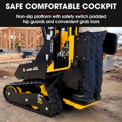 BAUMR-AG BSR5000 Mini Loader Skid Steer, with Bucket, 10hp OHV 4-Stroke Petrol Engine, 200kg Rated Operating Capacity