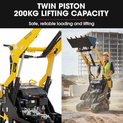 BAUMR-AG BSR5000 Mini Loader Skid Steer, with Bucket, 10hp OHV 4-Stroke Petrol Engine, 200kg Rated Operating Capacity