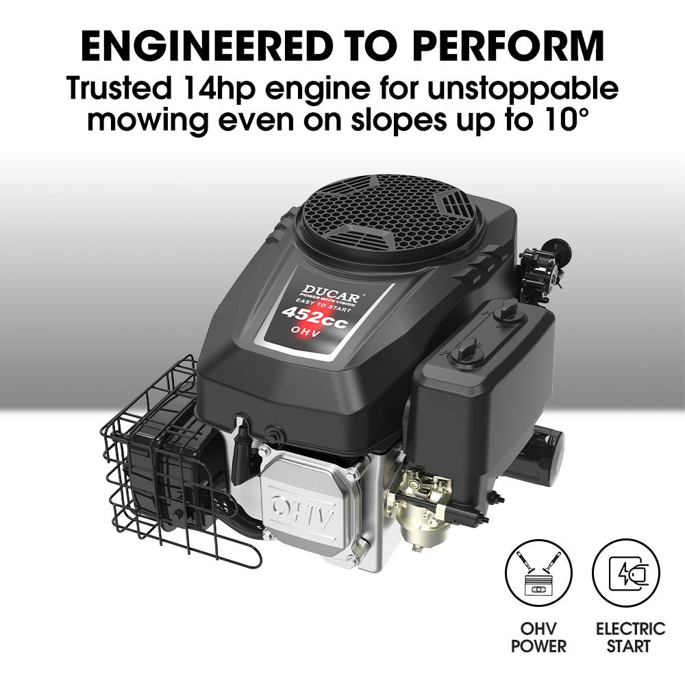 BAUMR-AG 38" Ride On Mower Tractor, Electric Start, 14hp 452cc, Hydrostatic, 100kg Towing, 7 Cut Heights