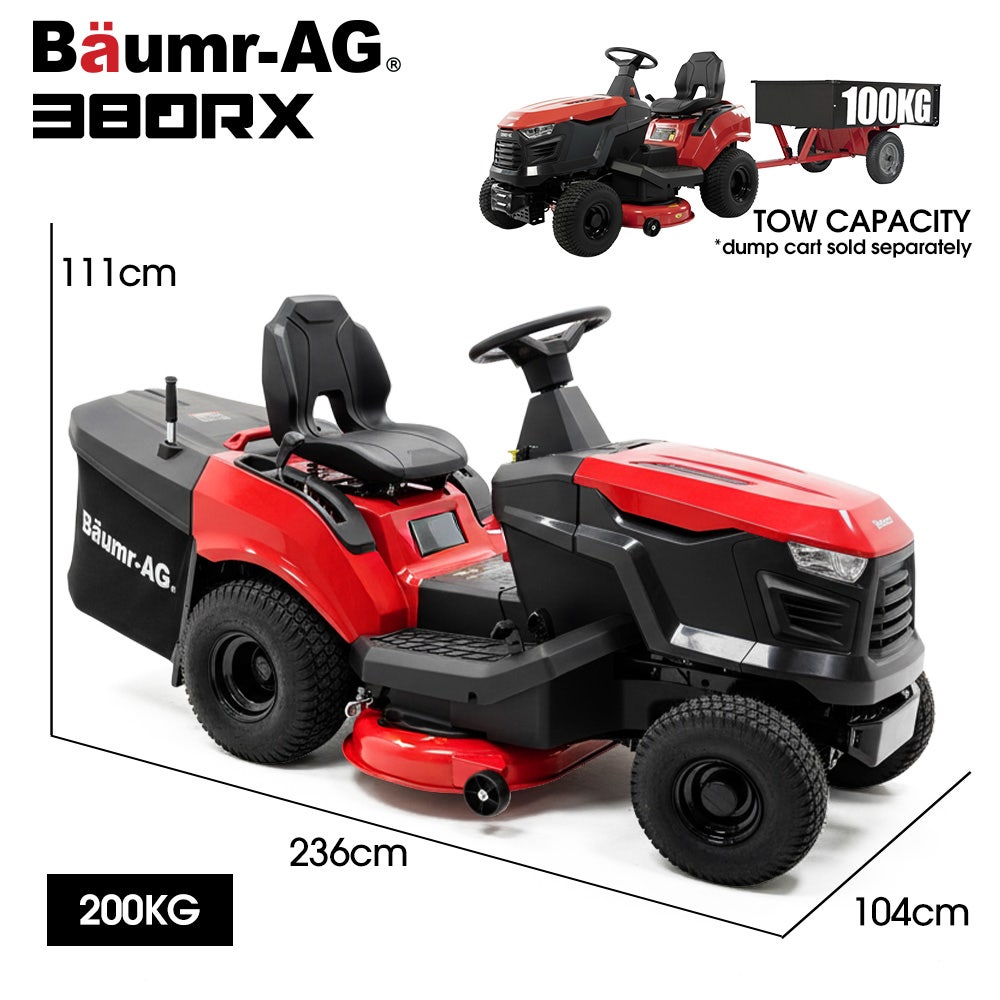 BAUMR-AG 38" Ride On Mower Tractor, Electric Start, 14hp 452cc, Hydrostatic, 100kg Towing, 7 Cut Heights
