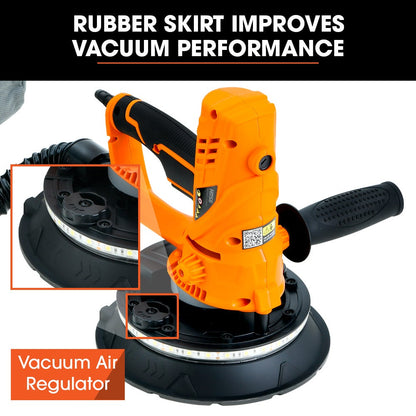 UNIMAC 180mm 850W Handheld Drywall Sander, Electric Dry Wall Sanding Machine, with Automatic Vacuum System, LED Worklight, 6x Sanding Discs