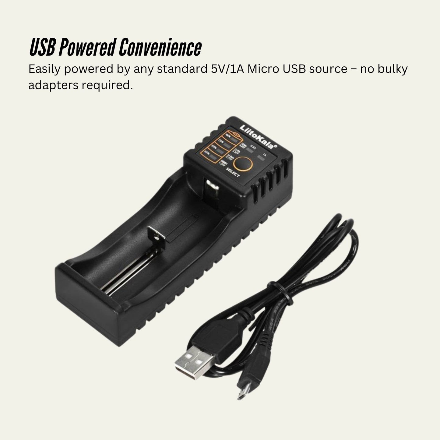 LiitoKala Lii-100 Smart Battery Charger - USB Output for 18650 AA AAA Li-ion NiMH