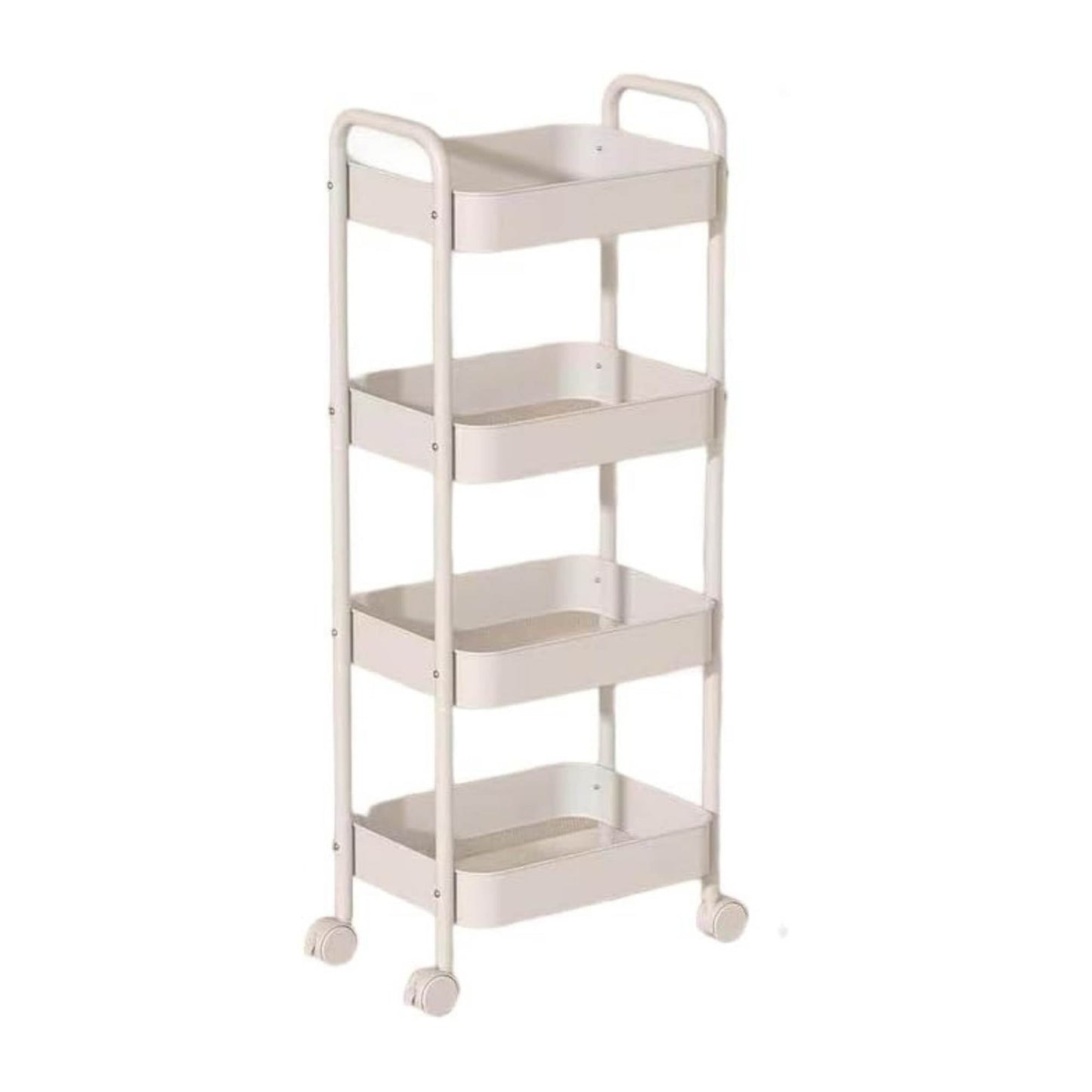 Kitchee 4-Tier Kitchen Storage Cart Trolley with Wheels - Shelf Organiser WHITE
