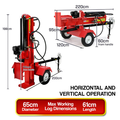 Yukon 60 Ton 420cc Hydraulic Log Splitter Petrol Engine Wood Firewood Cutter