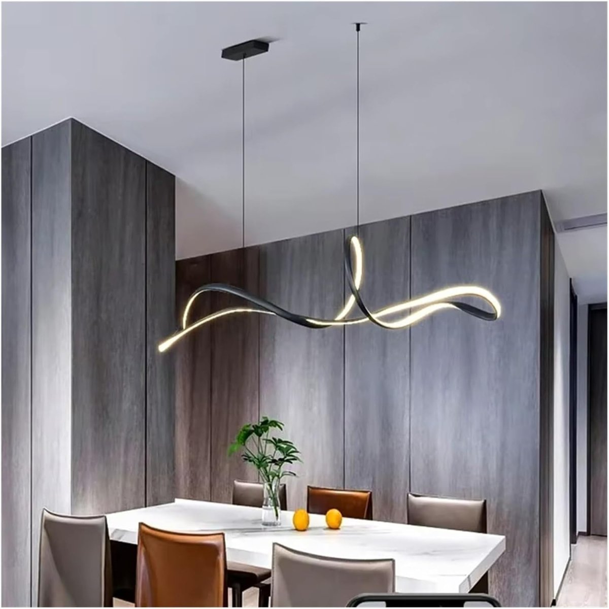 BAMDECOR A210 Modern LED Linear Pendant Lights with Dimmable LED and Adjustable Hanging Length 180cm -Black
