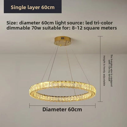 BAMDECOR C3313/1 Modern Crystal Chandeliers Lighting Fixtures Contemporary Round Chandelier Lighting Fixtures Crystal Pendant Ceiling Lights(Gold)