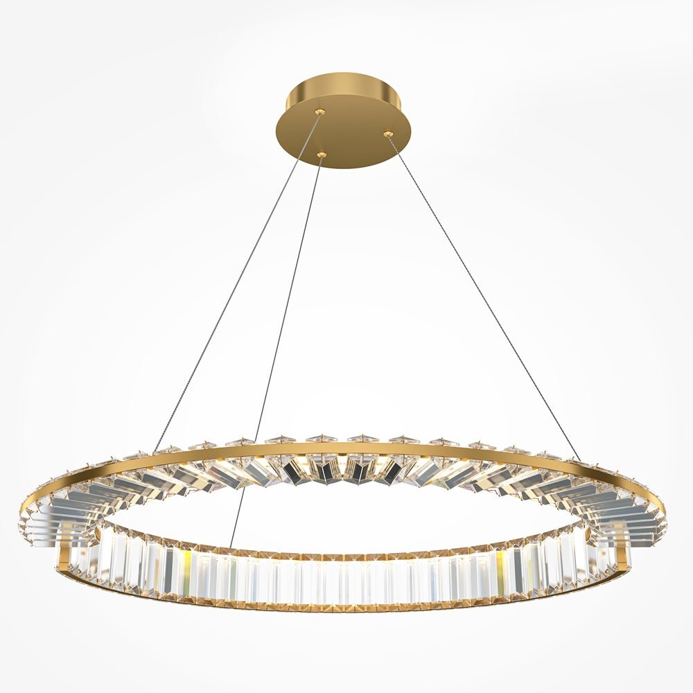 BAMDECOR C3318/1 Modern Crystal Chandeliers Lighting Fixtures Contemporary Round Chandelier Lighting Fixtures Crystal Pendant Ceiling Lights(Gold)