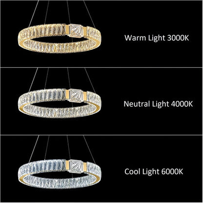 BAMDECOR C3319 Modern Crystal Chandeliers Lighting Fixtures Contemporary Round Chandelier Lighting Fixtures Crystal Pendant Ceiling Lights(Gold-80cm)