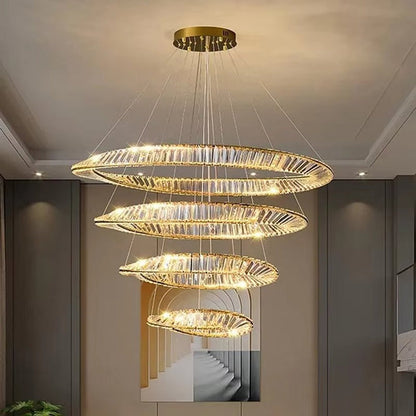BAMDECOR C3342/4 Modern Crystal Chandeliers Lighting Fixtures Contemporary Wave Chandelier Lighting Fixtures Crystal Pendant Ceiling Lights for Living Room (Gold)