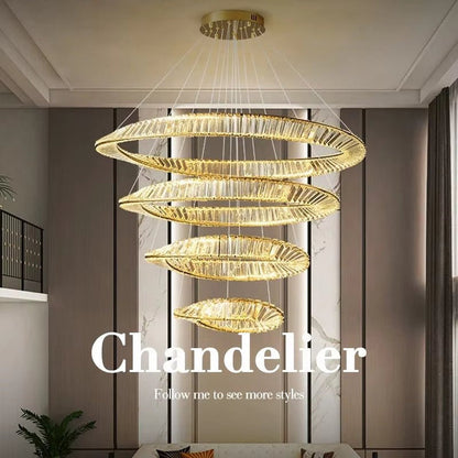 BAMDECOR C3342/4 Modern Crystal Chandeliers Lighting Fixtures Contemporary Wave Chandelier Lighting Fixtures Crystal Pendant Ceiling Lights for Living Room (Gold)