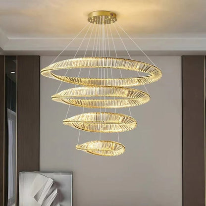 BAMDECOR C3342/4 Modern Crystal Chandeliers Lighting Fixtures Contemporary Wave Chandelier Lighting Fixtures Crystal Pendant Ceiling Lights for Living Room (Gold)