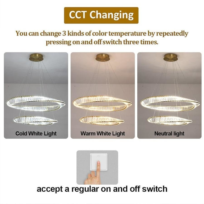 BAMDECOR C3342/4 Modern Crystal Chandeliers Lighting Fixtures Contemporary Wave Chandelier Lighting Fixtures Crystal Pendant Ceiling Lights for Living Room (Gold)