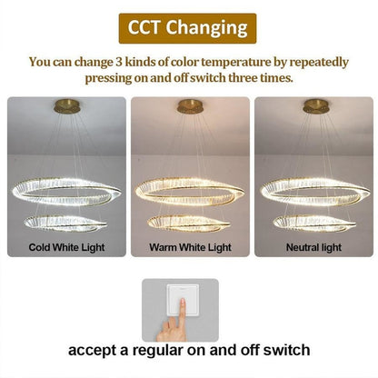 BAMDECOR C3342/4 Modern Crystal Chandeliers Lighting Fixtures Contemporary Wave Chandelier Lighting Fixtures Crystal Pendant Ceiling Lights for Living Room (Gold)