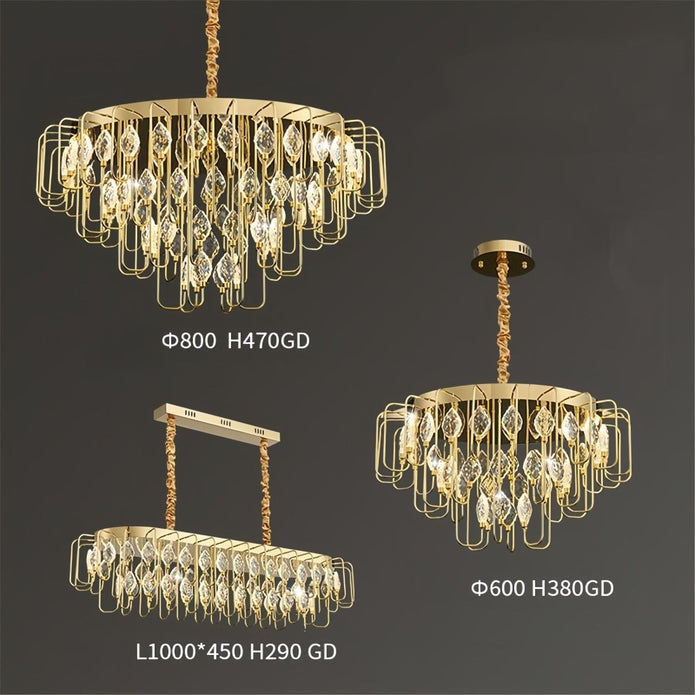 BAMDECOR C3345 Modern Luxury Crystal-leaf Chandelier LED Fashion Creativity Pendant Ceiling Lights(60cm-Gold)