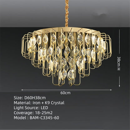 BAMDECOR C3345 Modern Luxury Crystal-leaf Chandelier LED Fashion Creativity Pendant Ceiling Lights(60cm-Gold)