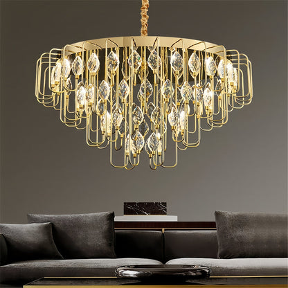 BAMDECOR C3345 Modern Luxury Crystal-leaf Chandelier LED Fashion Creativity Pendant Ceiling Lights(80cm-Gold)