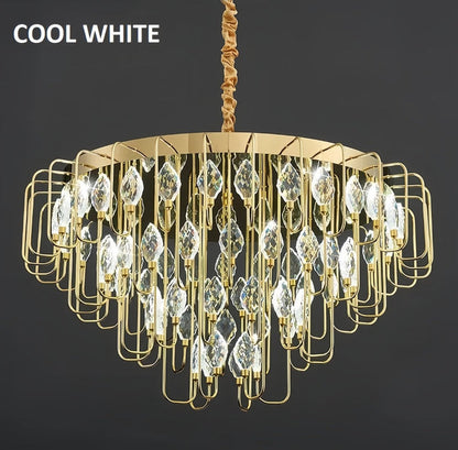 BAMDECOR C3345 Modern Luxury Crystal-leaf Chandelier LED Fashion Creativity Pendant Ceiling Lights(80cm-Gold)