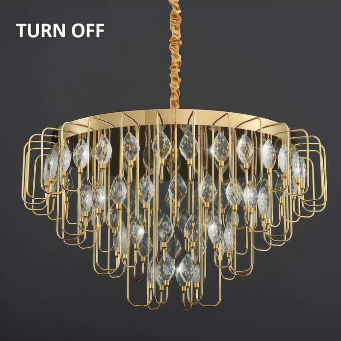 BAMDECOR C3345 Modern Luxury Crystal-leaf Chandelier LED Fashion Creativity Pendant Ceiling Lights(80cm-Gold)