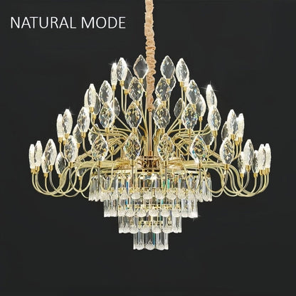 BAMDECOR C3347 Modern Luxury Crystal-leaf Chandelier LED Fashion Creativity Pendant Ceiling Lights(60cm-Gold)